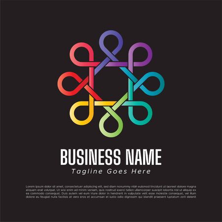 Vector logo design template for business, company, association, application, icon or button with futuristic color. Gradient Colorful Octagonal Shapeのイラスト素材