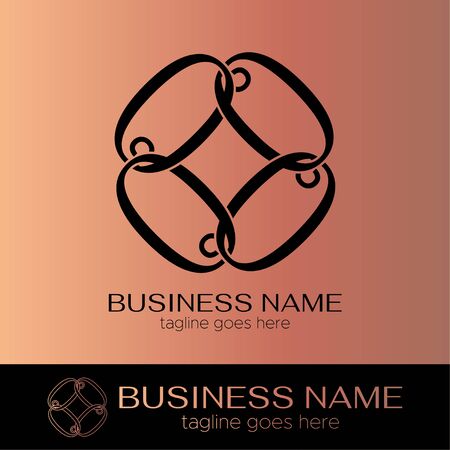 Elegant Luxury Logo Template for Business, Product, Company, Event, Wedding, Personal Brading with Silver Gold Style. O Initial Letter with quadruple form a circleのイラスト素材