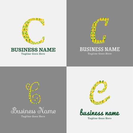 Vector logo design template for business, company, association, application, icon or button with futuristic color. Foliage Script Font Initial Letter cのイラスト素材