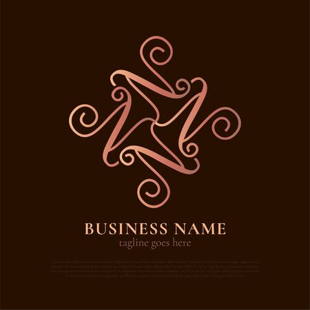 Elegant Luxury Logo Template for Business, Product, Company, Event, Wedding, Personal Brading with Silver Gold Style. N Initial Letter with quadruple formのイラスト素材