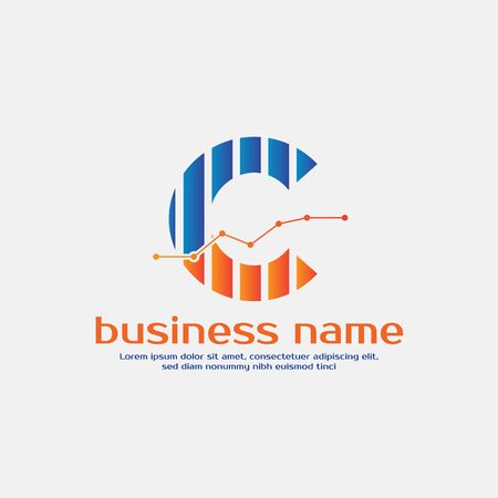 Accounting  Template for Finance Business or Accountant with Alphabetical Letter C and Graphic Bar Signのイラスト素材