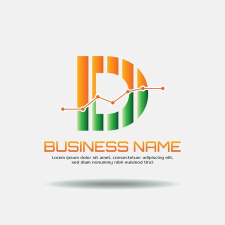 Accounting  Template for Finance Business or Accountant with Alphabetical Letter D and Graphic Bar Signのイラスト素材
