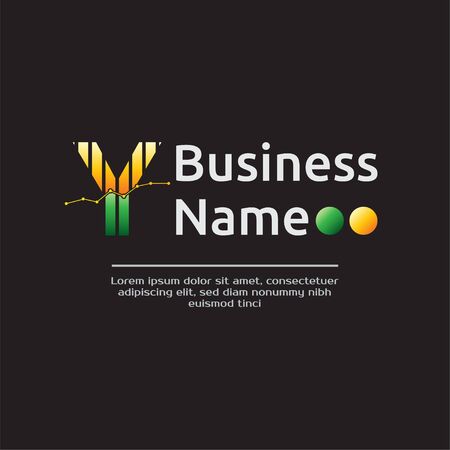 Accounting  Template for Finance Business or Accountant with Alphabetical Letter Y and Graphic Bar Signのイラスト素材