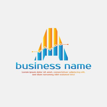 Accounting Logo Template for Finance Business or Accountant with Alphabetical Letter A and Graphic Bar Signのイラスト素材