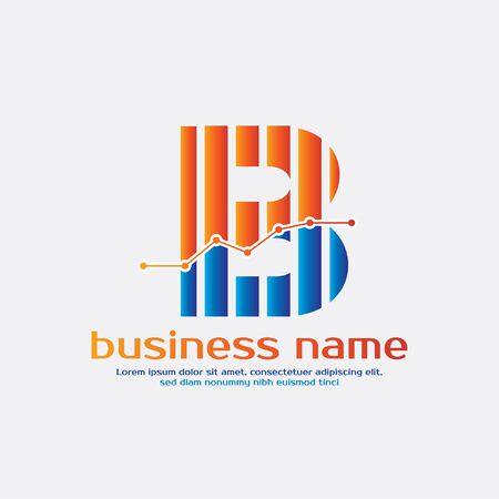 Accounting Logo Template for Finance Business or Accountant with Alphabetical Letter B and Graphic Bar Signのイラスト素材