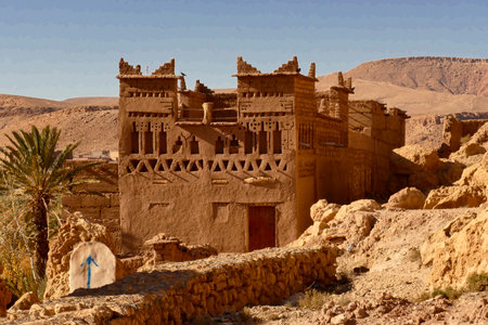 Ruins of the ancient city of Ait Ben Haddou Moroccoの写真素材