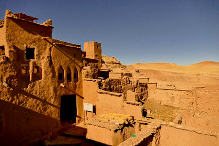 Kasbah Ait Benhaddou in the Sahara desert, Moroccoの写真素材