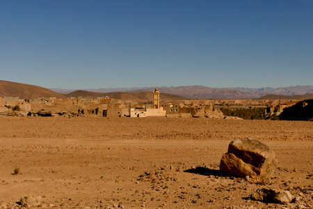 the desert of morocco sahara morocco and rock. Morocco, Tata valley rock formations. province of Souss Massaの写真素材