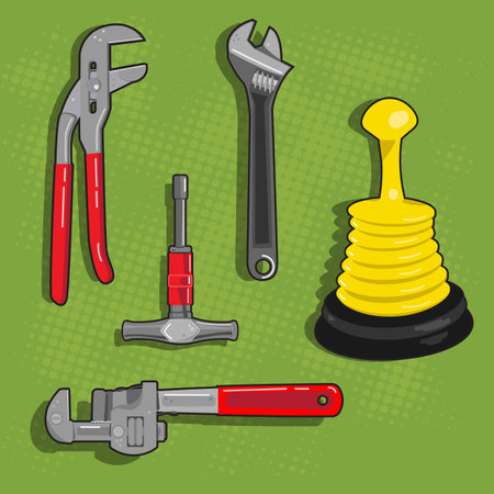 Plumbers basic tool setの写真素材