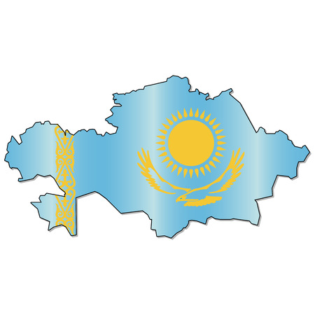 Kazakh flag mapのイラスト素材