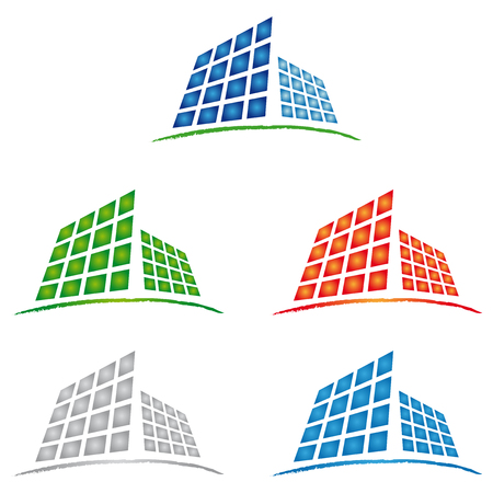 Icon Group of skyscrapers colorful abstractのイラスト素材