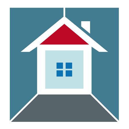 Abstract icon little house with red roofのイラスト素材