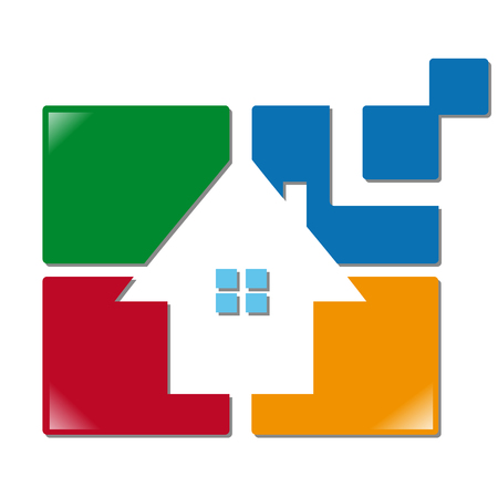 Icon colored house and connected to the networkのイラスト素材