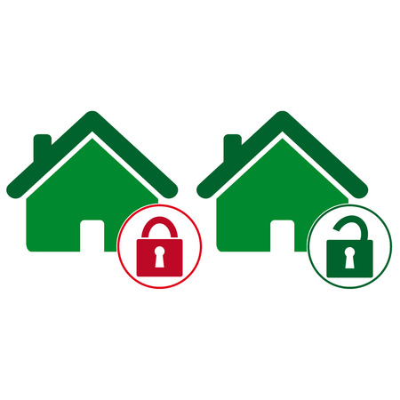 Two icon house with locksのイラスト素材