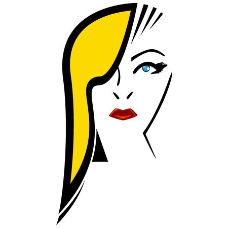 Beautiful blonde woman with original hairstyle and makeupのイラスト素材
