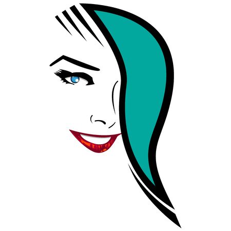 Beautiful woman with original red hairstyleのイラスト素材