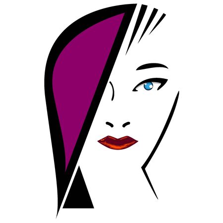Beautiful woman with violet original hairstyle and makeupのイラスト素材