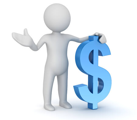 Man and dollar sign , computer generated image. 3d render.の写真素材