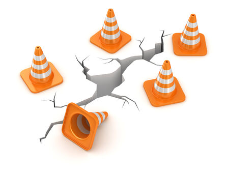 Cracked road , computer generated image. 3d render.の写真素材