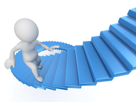 Man walking to up , computer generated image. 3d render.の写真素材