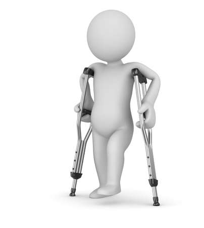 Crutch and man , computer generated image  3d render の写真素材