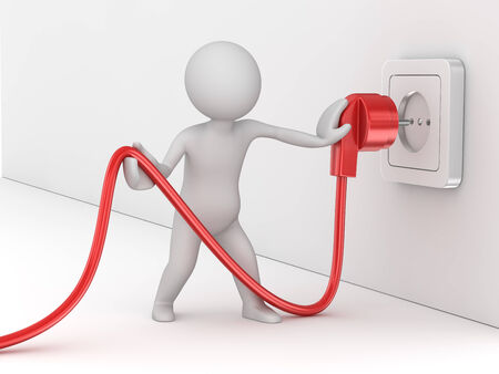 Man holding electric cable , computer generated image  3d render の写真素材