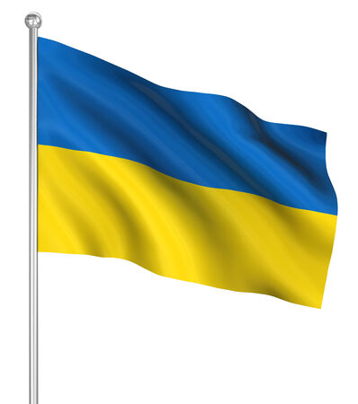 Ukraine flag , computer generated image. 3d render.の写真素材