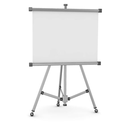 empty whiteboard. 3d render and computer generated image. isolated on white.の写真素材