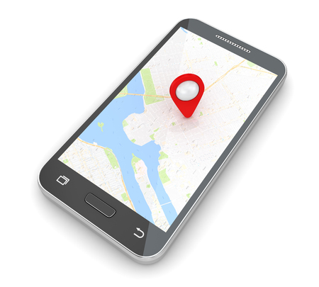 Mobile phone with navigation software. 3d render and computer generated image.の写真素材