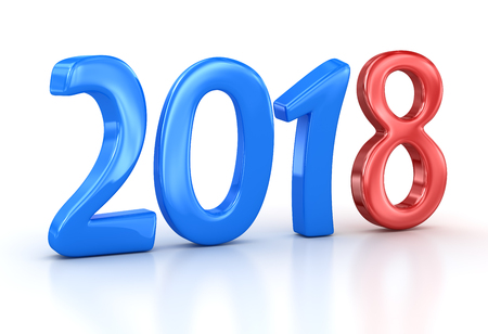 New year 2018. 3d render and computer generated image.の写真素材