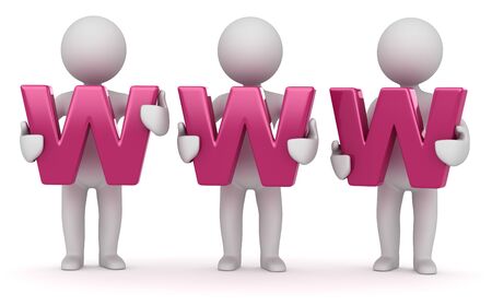 Www internet concept with white man , 3d render and computer generated image.