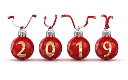 New year 2019. 3d render and computer generated image.の写真素材
