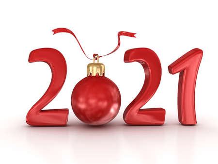 New year 2021. 3d render and computer generated image.の写真素材