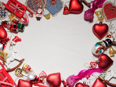 Christmas collection, gifts and decorative ornaments, on white background with copy space.の写真素材