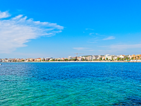 Panorama of the sea and the city of Alghero in the background. Sardinia.の写真素材