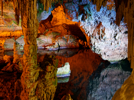 Neptune's grotto (Grotta di Nettuno), Capo Caccia, Alghero, Sardinia.の写真素材