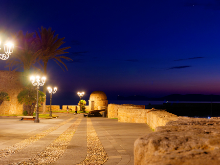View of alghero at night. A beautiful city vibrant. Sardinia.の写真素材