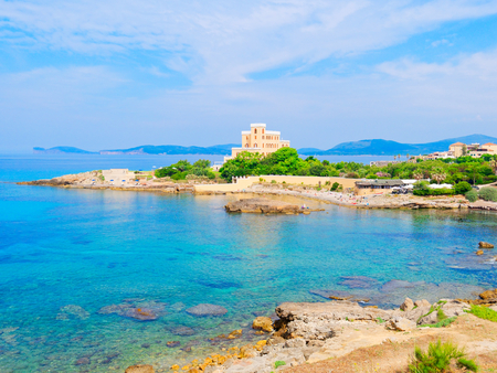 View of the sea and a part of the coast in Alghero.の写真素材