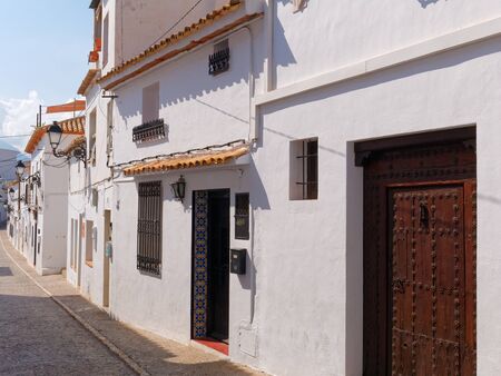 Beautiful narrow street of the old town of Altea. Spain.