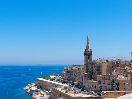 View of the sea and the old town of Valetta. Malta.の写真素材