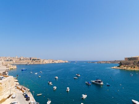 View of Birgu and the sea. Maltaの写真素材