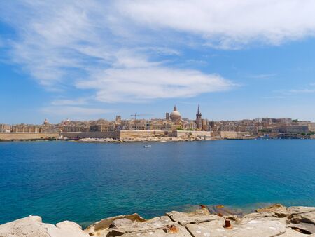Beautiful panorama of the sea and the city of Valletta. Malta.の写真素材