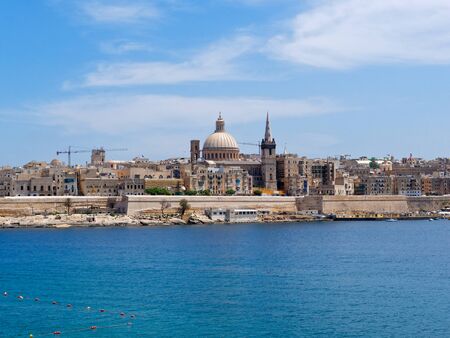Beautiful panorama of the sea and the city of Valletta. Malta.の写真素材