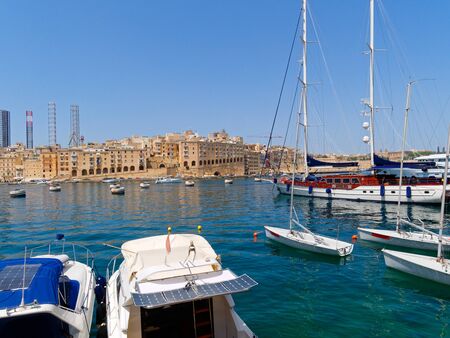 Beautiful port and old town of Isla. Maltaの写真素材