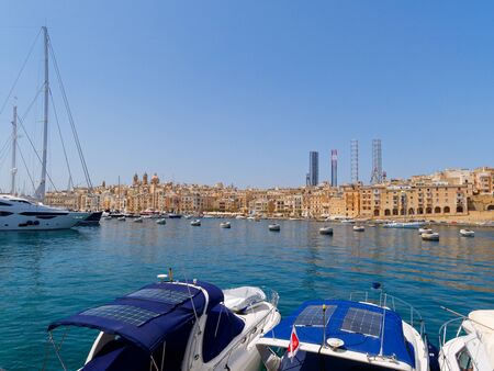Beautiful port and old town of Isla. Maltaの写真素材