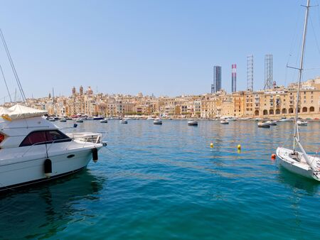 Beautiful port and old town of Isla. Maltaの写真素材