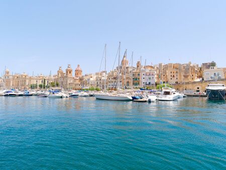 vVew of the beautiful harbor and the old town of Birgu. Malta