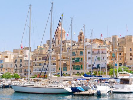 vVew of the beautiful harbor and the old town of Birgu. Maltaの写真素材