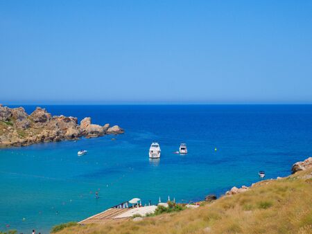 Bay by the Riviera Beach (Ghajn Tuffieha). Malta.の写真素材