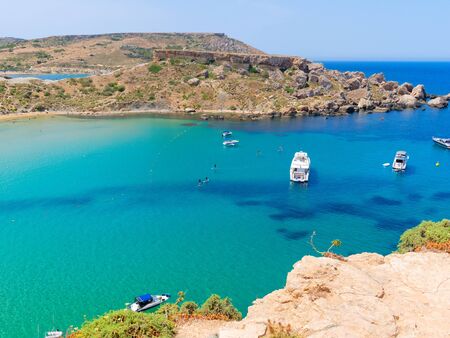 Bay by the Riviera Beach (Ghajn Tuffieha). Malta.の写真素材